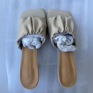 Cream ruched mules